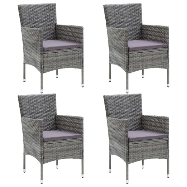 Garden dining chairs, 4 pcs., gray color, polyrattan