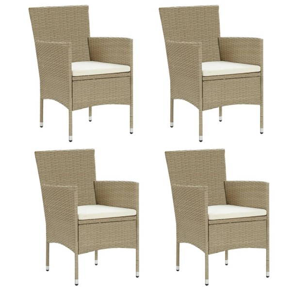 Garden dining chairs, 4 pcs., beige, polyrattan