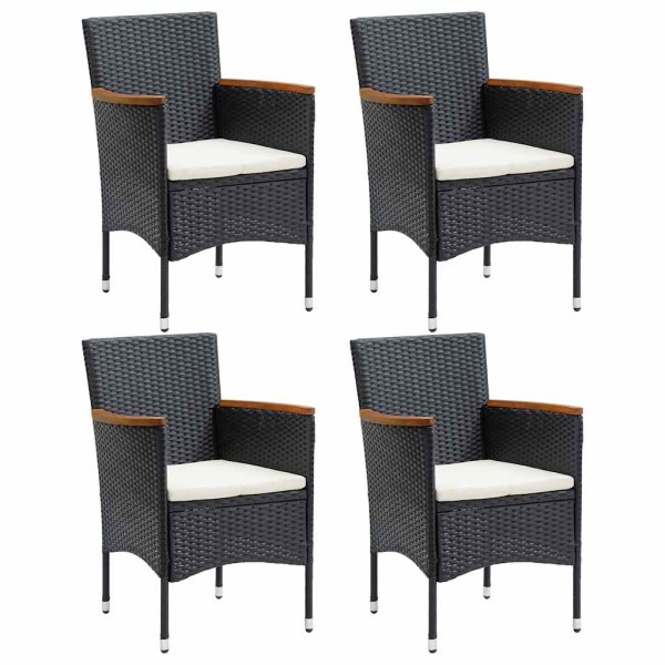Garden dining chairs, 4 pcs., black, polyrattan