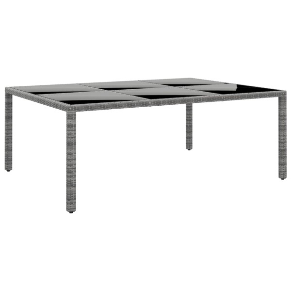 Garden table, gray, 200x150x75cm, glass/polyrattan