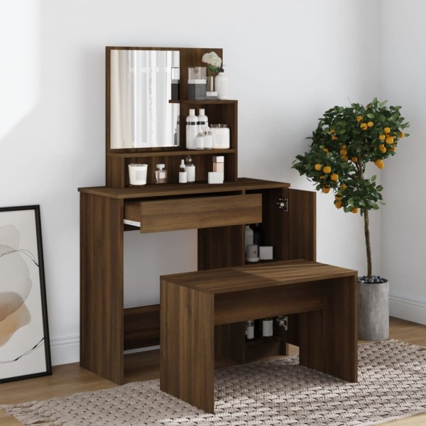 Dressing table set, brown oak, 86.5x35x136cm