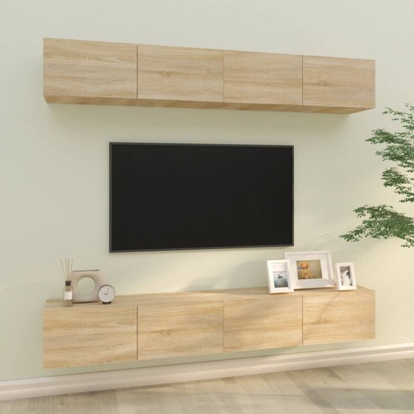 Wall TV cabinets, 4 pcs., oak, 100x30x30cm