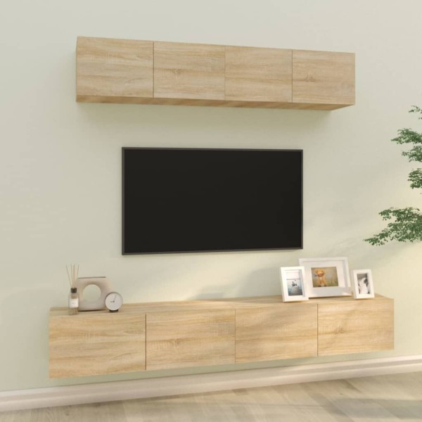 TV cabinet set, 4 parts, oak, wood