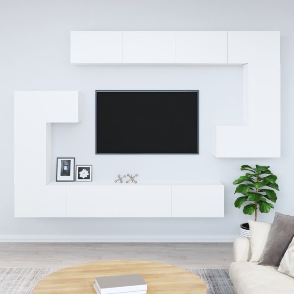 Wall-mounted TV cabinet, white, processed wood