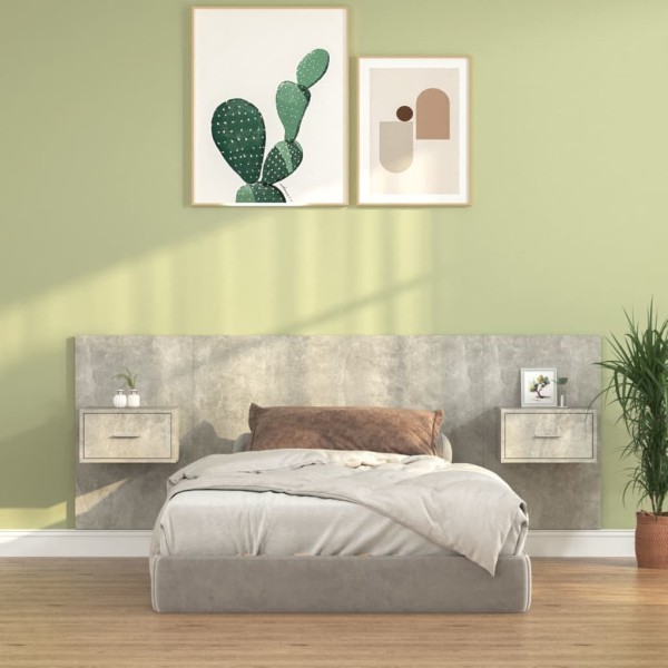 Headboard with cabinets, gray, processed wood