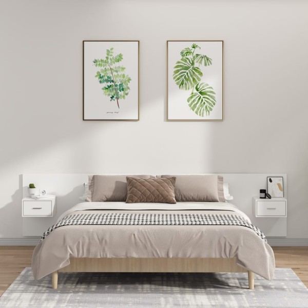 Headboard with cabinets, white, processed wood