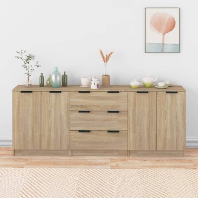 Side cabinets, 3 parts, oak...