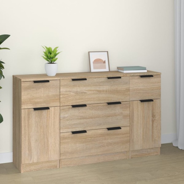 Set of side cabinets, 3 pcs., oak, processed wood