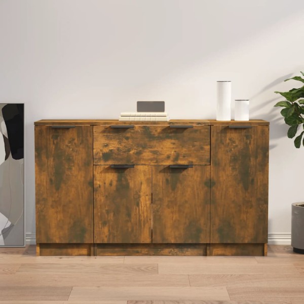 Side cabinets, 3 units, smoky oak, processed wood
