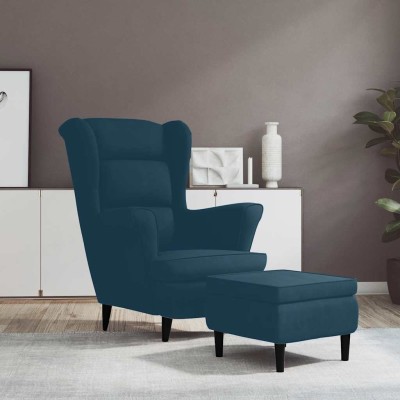 Armchair with stool, blue,...