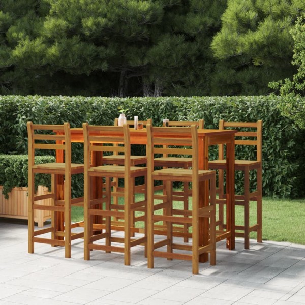 Bar stools, 6 units, solid acacia wood