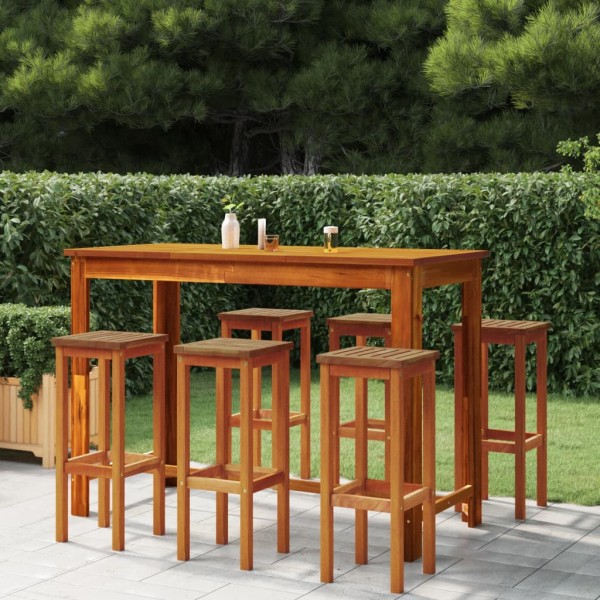 Bar stools, 6 units, solid acacia wood