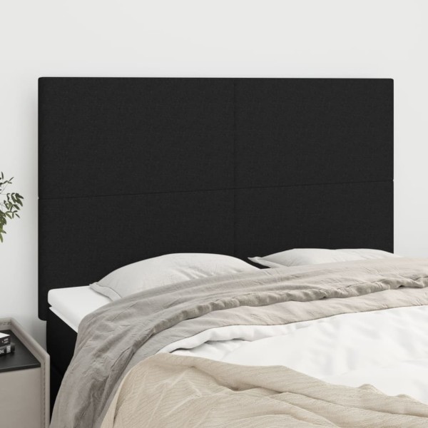 Headboard, black, 144x5x118/128 cm, fabric