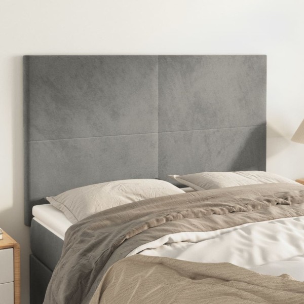 Headboard, light grey, 144x5x118/128 cm, velvet