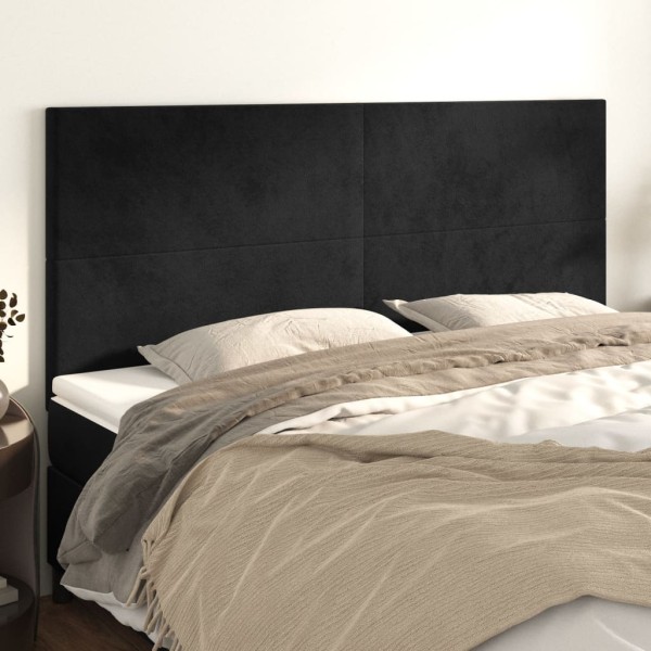 Headboard, black, 160x5x118/128 cm, velvet