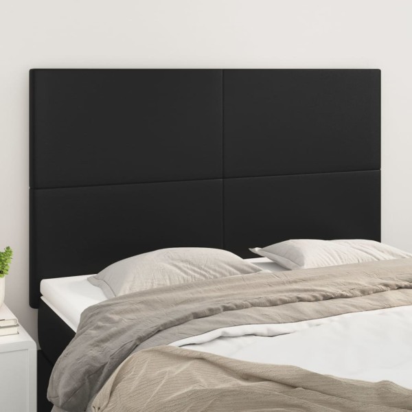 Headboard, black, 144x5x118/128 cm, artificial leather