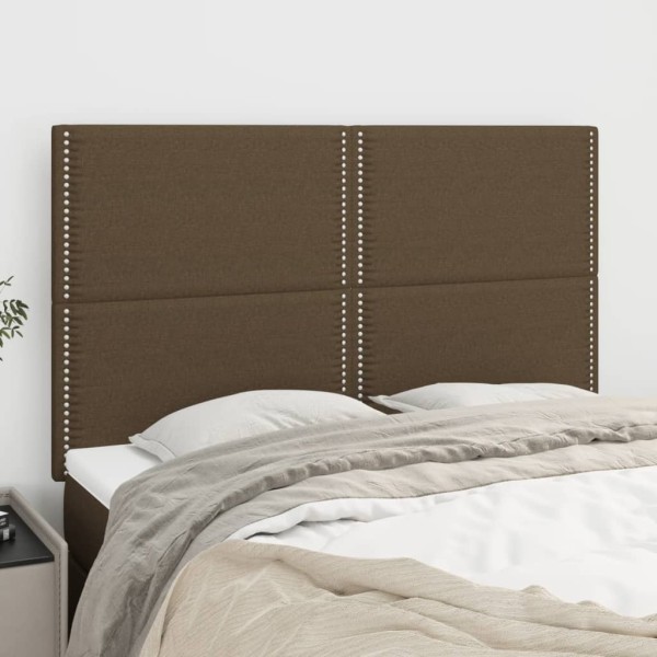 Headboard, dark brown, 144x5x118/128 cm, fabric