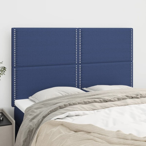 Headboard, blue, 144x5x118/128 cm, fabric