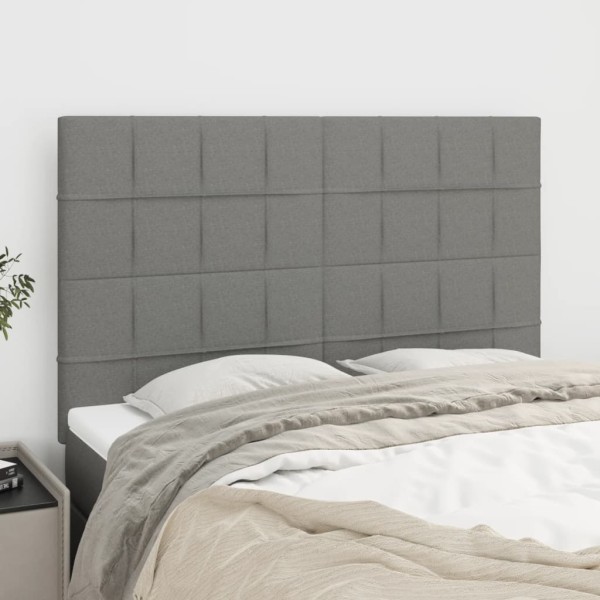 Headboard, dark grey, 144x5x118/128 cm, fabric