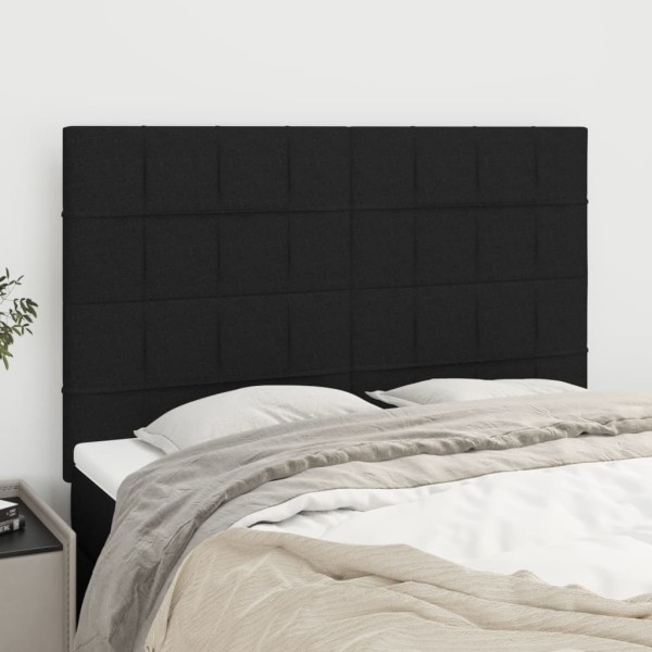Headboard, black, 144x5x118/128 cm, fabric