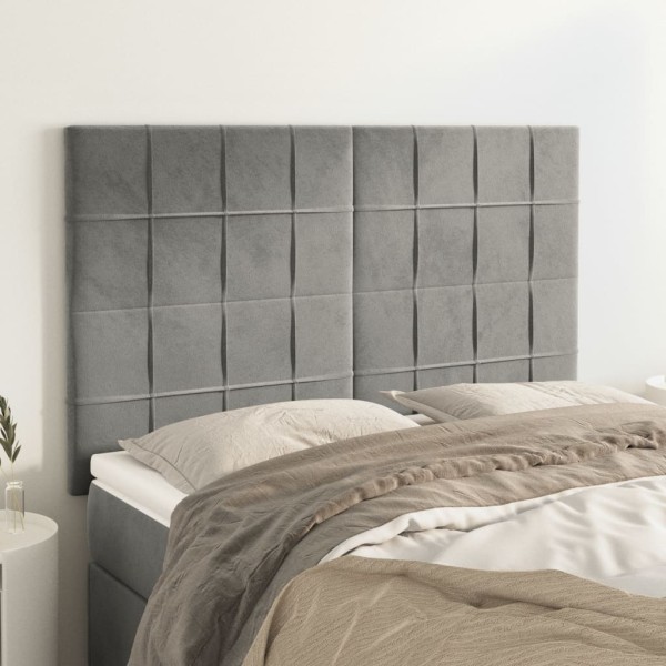 Headboard, light grey, 144x5x118/128 cm, velvet