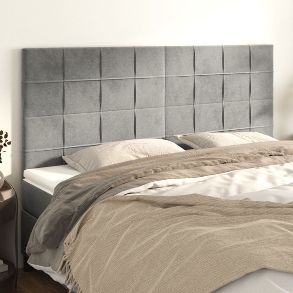 Headboard, light grey, 180x5x118/128 cm, velvet