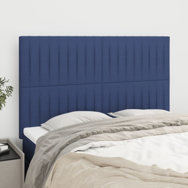 Headboard, blue, 144x5x118/128 cm, fabric