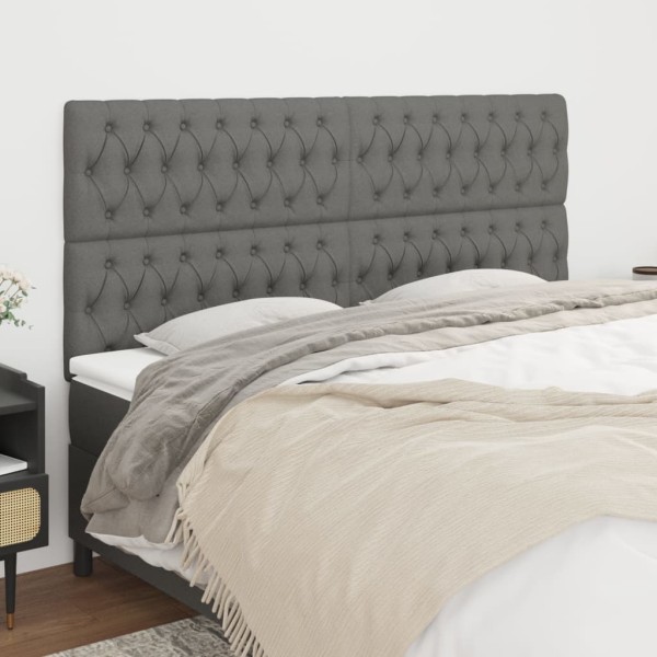 Headboard, dark grey, 180x7x118/128 cm, fabric