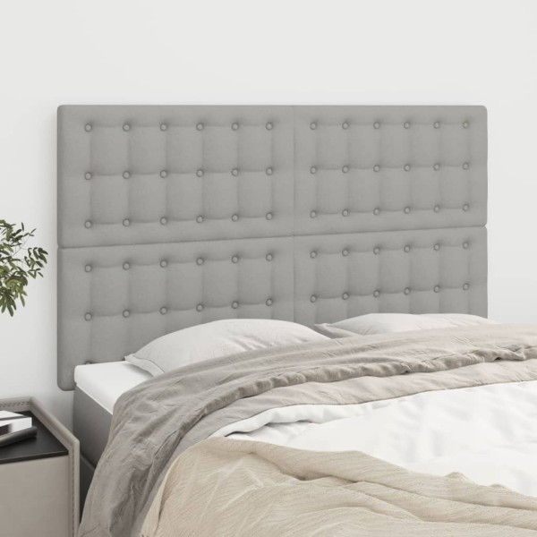 Headboard, light grey, 144x5x118/128 cm, fabric