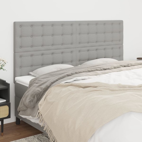 Headboard, light grey, 200x5x118/128 cm, fabric