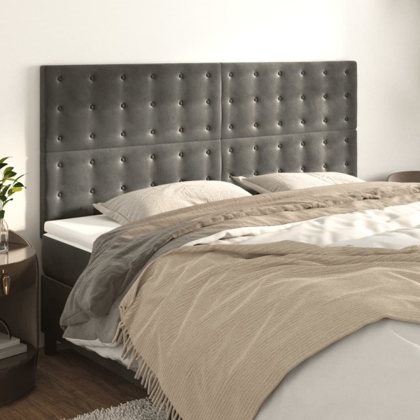 Headboard, dark grey, 180x5x118/128 cm, velvet