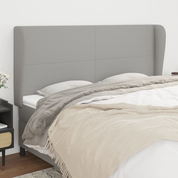 Headboard with ears, gray, 163x23x118/128cm, fabric