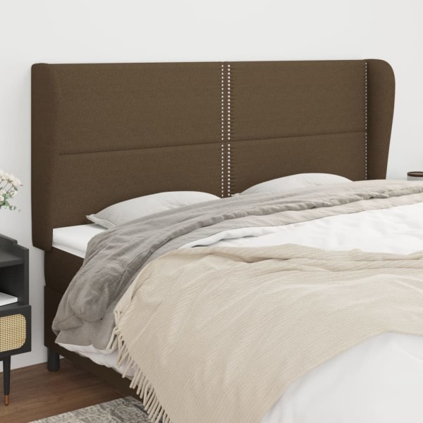 Headboard with ears, brown, 183x23x118/128cm, fabric