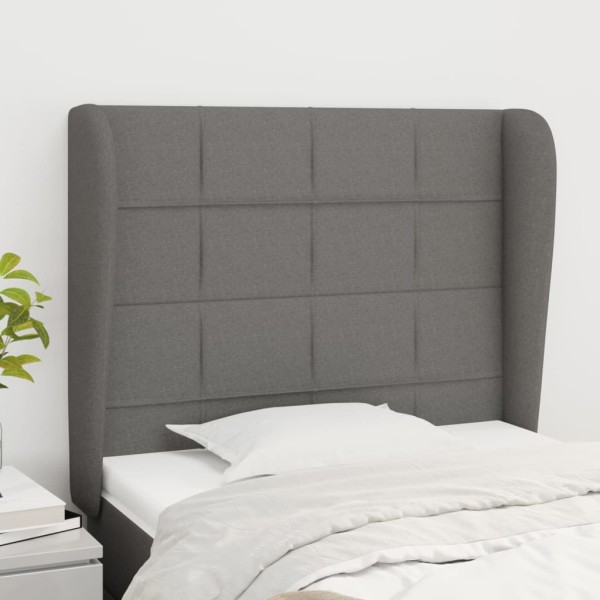 Headboard with ears, gray, 93x23x118/128cm, fabric