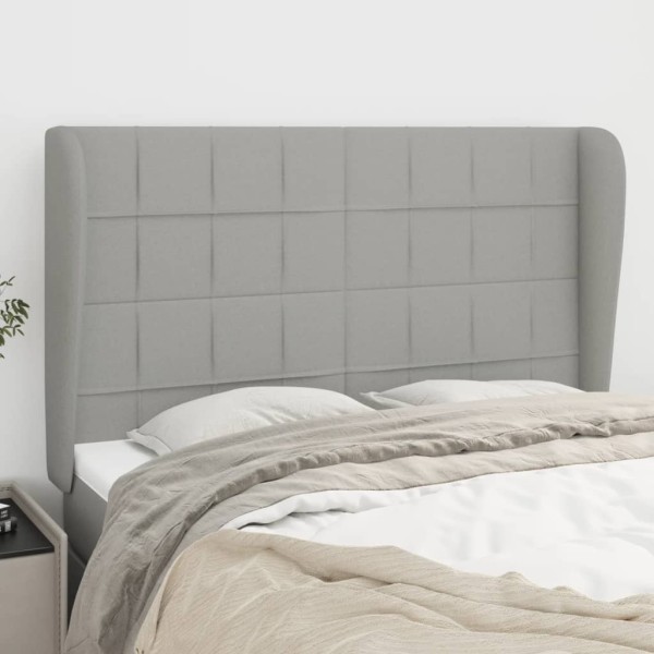 Headboard with ears, gray, 147x23x118/128cm, fabric