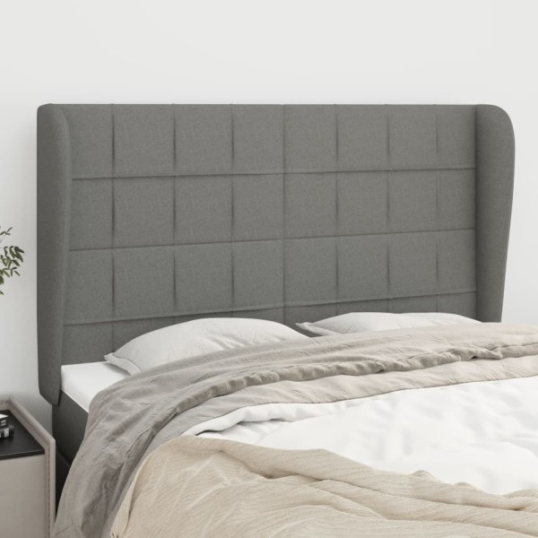 Headboard with ears, gray, 147x23x118/128cm, fabric