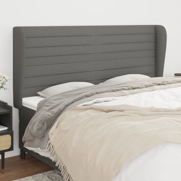 Headboard with ears, gray, 183x23x118/128cm, fabric