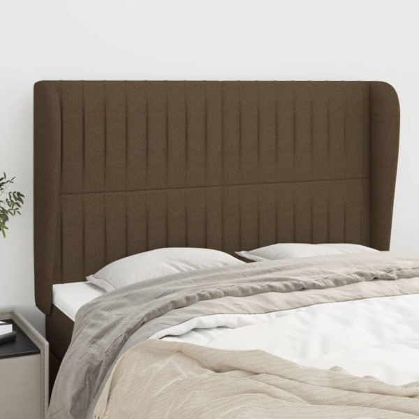Headboard with ears, brown, 147x23x118/128cm, fabric