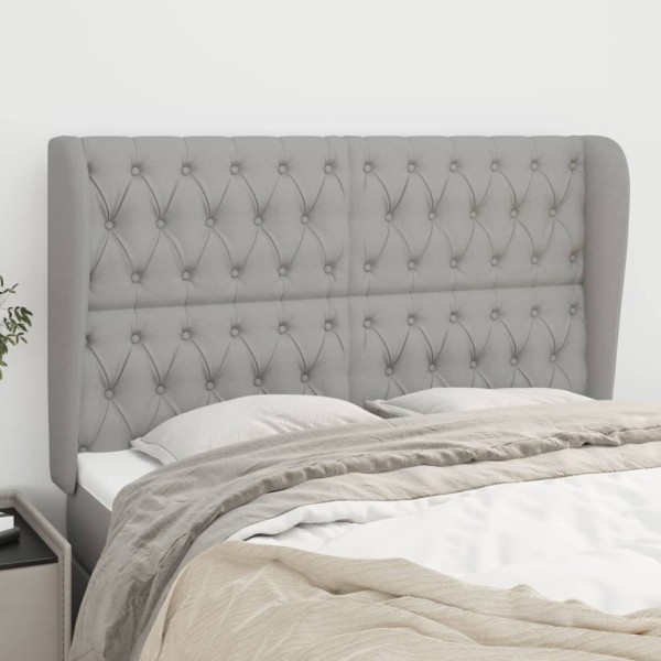 Headboard with ears, gray, 147x23x118/128cm, fabric