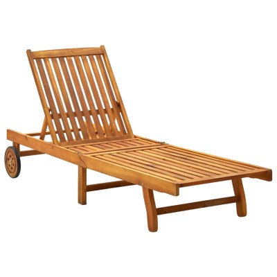 Sunbed, solid acacia wood