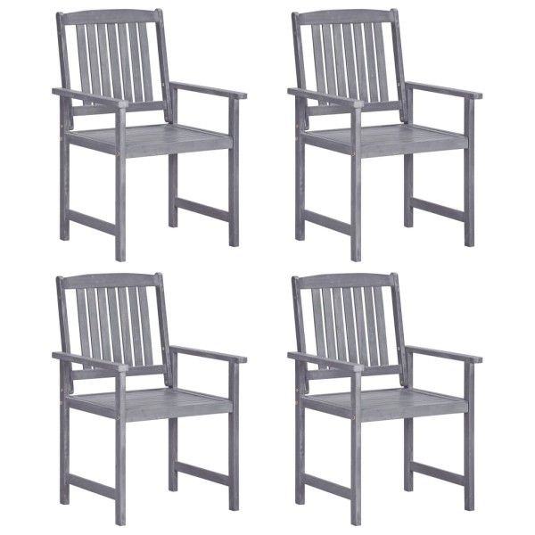 Garden chairs, 4 pcs., gray, solid acacia wood