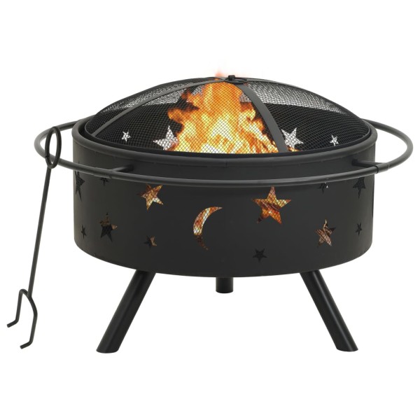 Fire pit with chimney, 76cm, steel, XXL