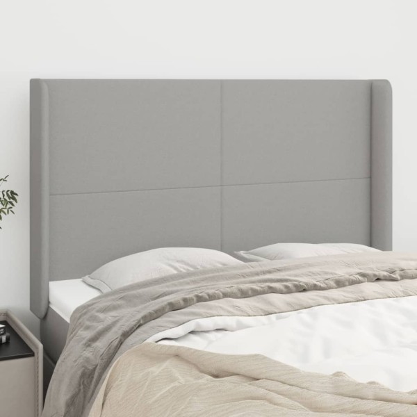 Headboard with ears, gray, 147x16x118/128cm, fabric