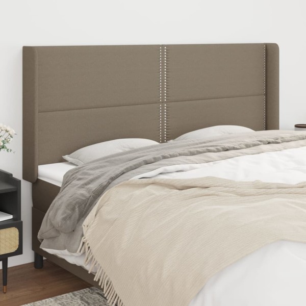Headboard with ears, taupe, 183x16x118/128cm, fabric