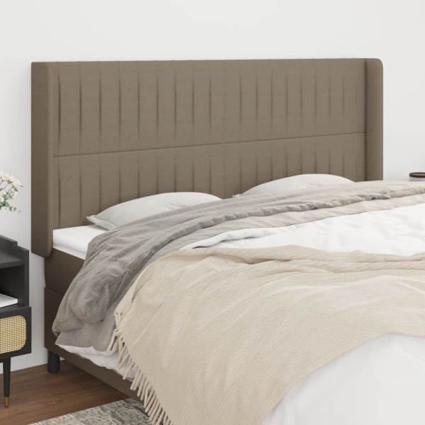 Headboard with ears, taupe, 203x16x118/128cm, fabric