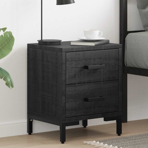 Bedside cabinets, 2 pcs., black, 36x30x45cm, solid pine