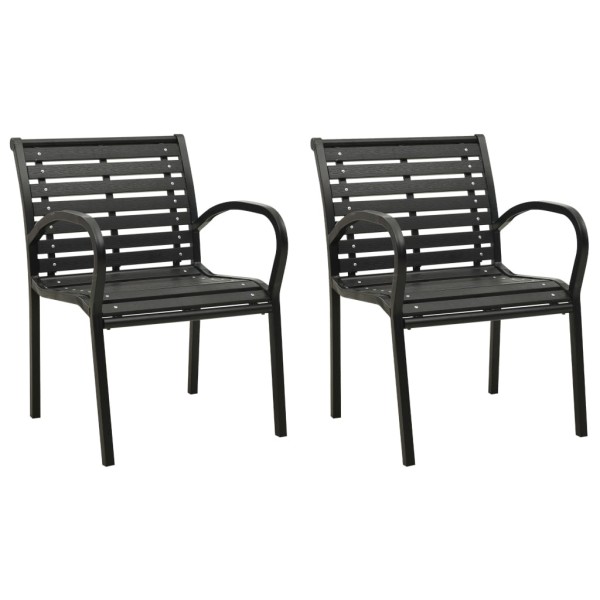 Garden chairs, 2 pcs, black, steel and WPC