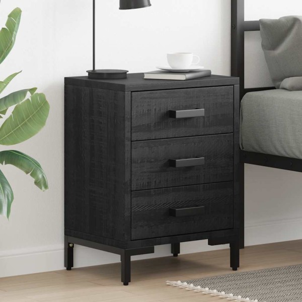 Bedside cabinets, 2 pcs., black, 40x30x55cm, solid pine