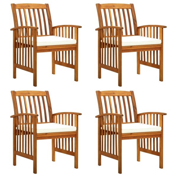 Garden dining chairs with cushions, 4 pcs., solid acacia