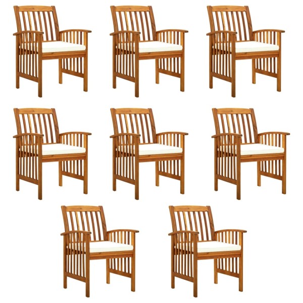 Garden dining chairs with cushions, 8 pcs., solid acacia
